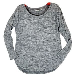 Athleta Womens L Shirt Gray Heather Long Slv Stretch Thumb Hole Athleisure Top